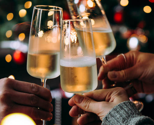 Friends cheers to the holidays