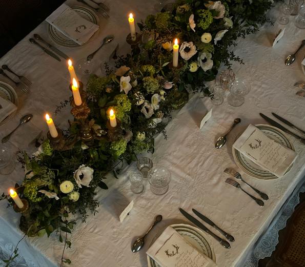 Aerial view of wedding table