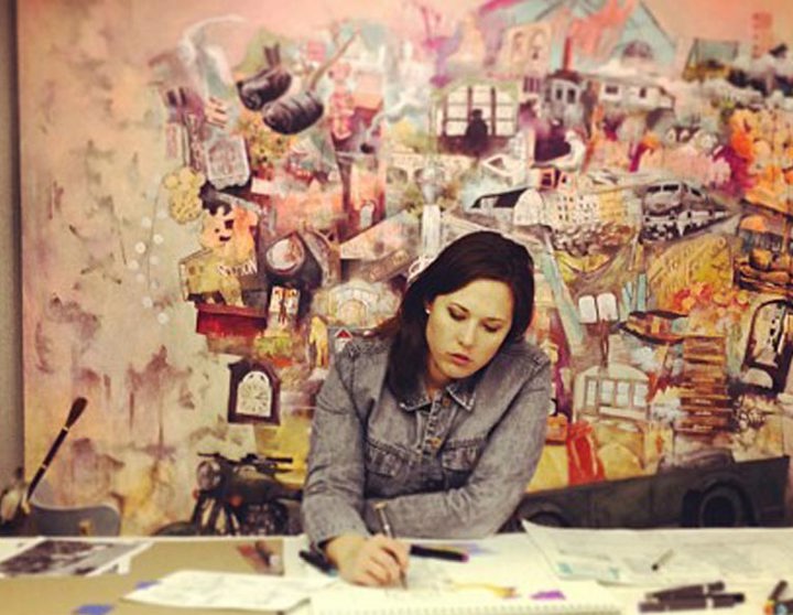 Stephanie Barney artist creating next painting